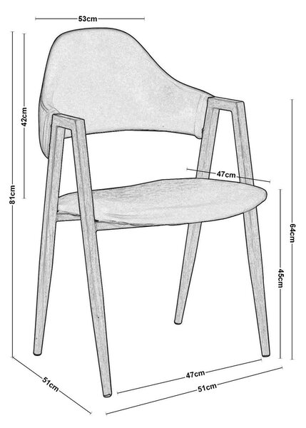 Πολυθρόνα 25x25mm DELTA Μεταλ.Φυσικό/PU Μαύρο