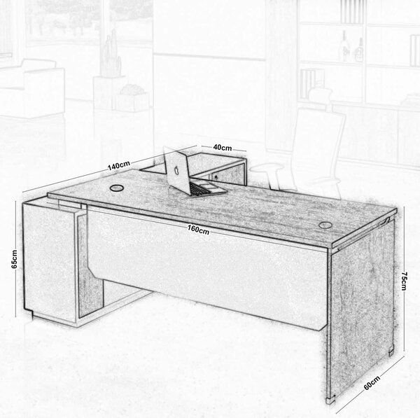 Γραφείο PROJECT -Δεξ-160x140x75cm Γωνία Sonoma/Γκρι