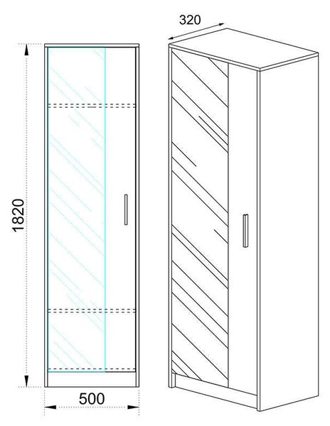 Ντουλάπα ρούχων Astra pakoworld μονόφυλη χρώμα sonoma-λευκό 50x32x182εκ