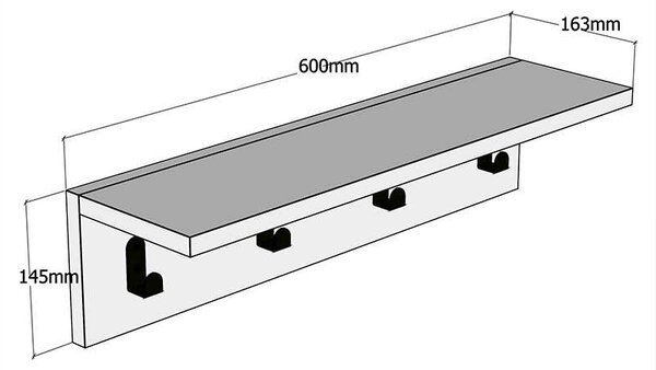 Κρεμάστρα Mulan pakoworld χρώμα λευκό 60x16x14.5εκ