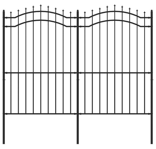 VidaXL Φράχτης με Ακίδες Μαύρος 222 εκ. Ατσάλι Ηλεκτροστ. Βαφή Πούδρας