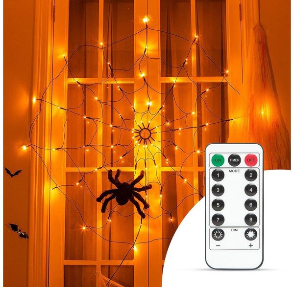 LED Διακοσμητικά λαμπάκια HALLOWEEN LED/5V/8 λειτουργίες ιστός αράχνης + τηλεχειριστήριο