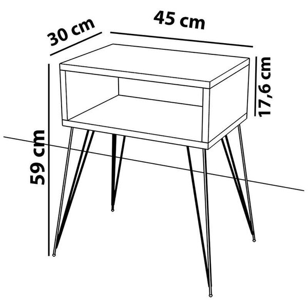 Κομοδίνο Naida pakoworld λευκό ivory-μαύρο 45x30x59εκ