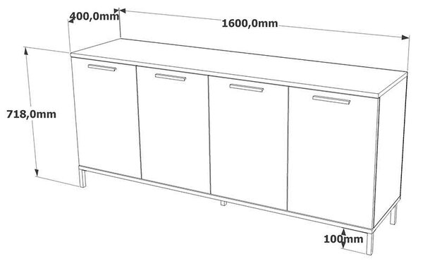 Μπουφές Kermit pakoworld ανθρακί-oak 160x40x72εκ