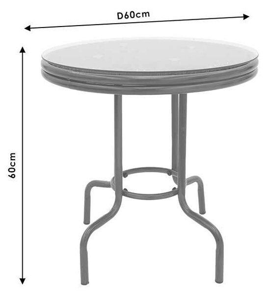 Τραπέζι κήπου Paula pakoworld μέταλλο-pe rattan καφέ Φ60x60εκ