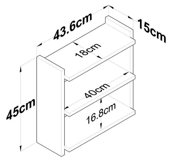 Ραφιέρα Anthia pakoworld καρυδί-λευκό 43.5x15x45εκ