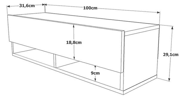 Έπιπλο τηλεόρασης επιτοίχιο Roscoe pakoworld λευκό-oak 100x31.5x29.5εκ