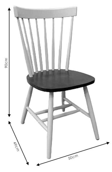 Καρέκλα Larus pakoworld φυσικό ξύλo rubberwood ανθρακί-λευκό 50x49x90εκ