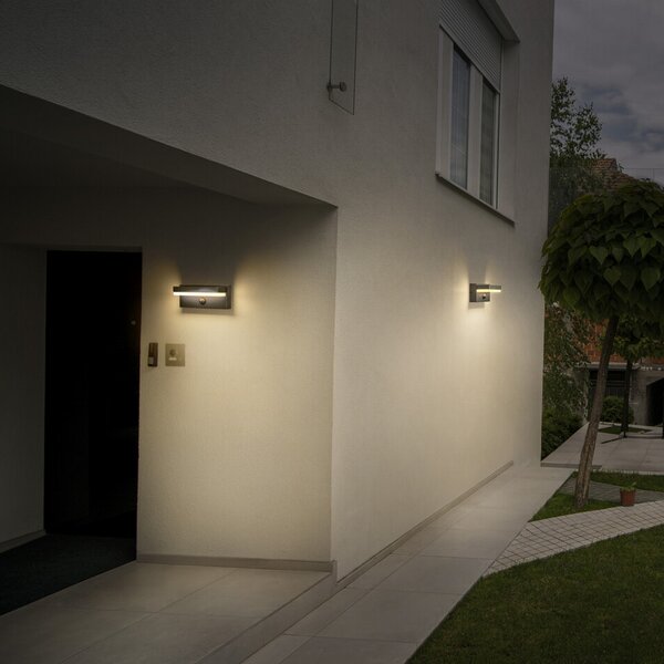 OSRAM Φωτιστικό τοίχου ENDURA STYLE ROBUST, αισθητήρας, σκούρο γκρι IP54, Γκρι, Αλουμίνιο, σύγχρονο, Πρίζα τοίχου κάτω