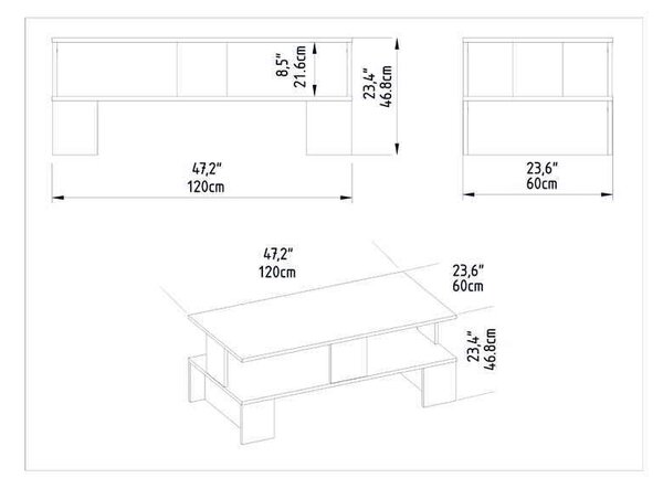 Τραπέζι σαλονιού Olly pakoworld φυσικό 120x60x47εκ