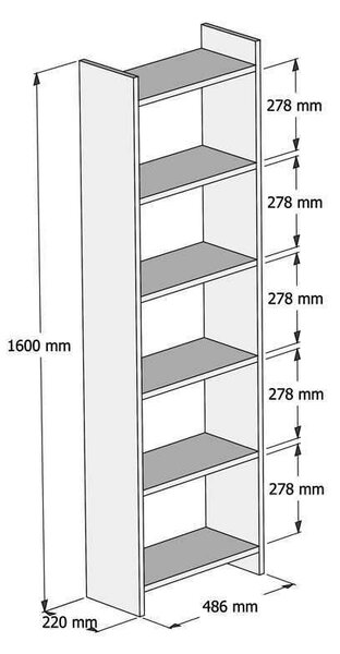 Βιβλιοθήκη Darco pakoworld μελαμίνης λευκό 48.6x22x160εκ