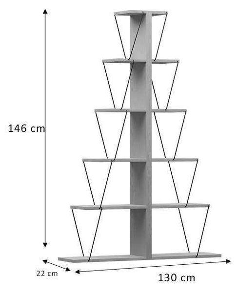 Βιβλιοθήκη mini Tars pakoworld sonoma-μαύρο 130x22x146εκ