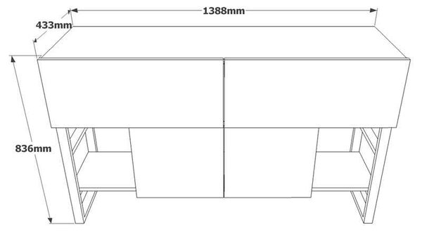 Μπουφές Jaydon pakoworld μελαμίνης φυσικό-μαύρο 139x43x83.5εκ