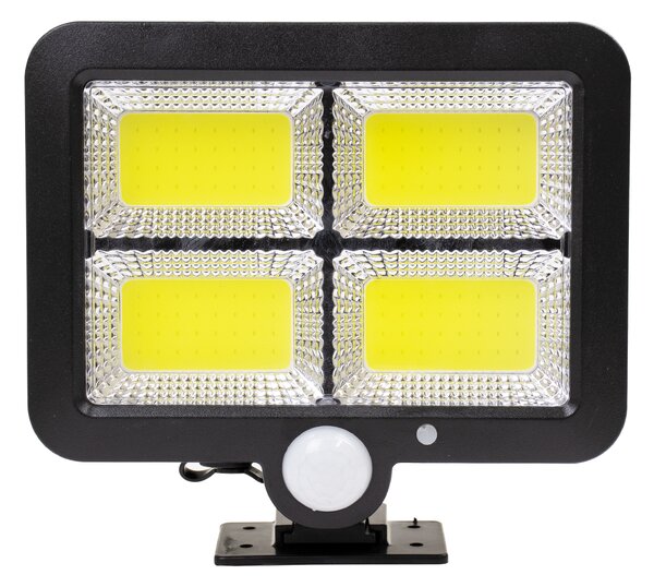 GloboStar® 71462 Αυτόνομος Ηλιακός Προβολέας LED 128 4 x COB 30W 1600lm με Ενσωματωμένη Μπαταρία 2400mAh - Φωτοβολταϊκό Πάνελ με Αισθητήρα Ημέρας-Νύχτας - PIR Αισθητήρα Κίνησης Αδιάβροχο IP65 Ψυχρό Λευκό 6000K