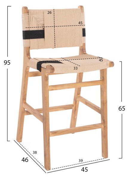 ΣΚΑΜΠΟ ΜΕΣΑΙΟΥ ΥΨΟΥΣ HM9325.01 RUBBERWOOD & ΣΧΟΙΝΙ-ΦΥΣΙΚΟ RUSTIC 45x46x95Υεκ