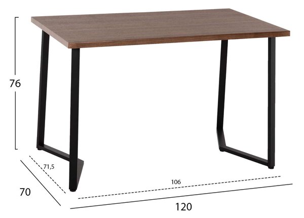 ΤΡΑΠΕΖΙ ΤΡΑΠΕΖΑΡΙΑΣ JAY HM9531 MDF ΚΑΡΥΔΙ-ΜΑΥΡA ΜΕΤΑΛΛΙΚΑ ΠΟΔΙΑ 120x70x76Υεκ