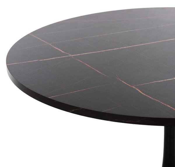 ΤΡΑΠΕΖΙ ΤΡΑΠΕΖΑΡΙΑΣ ΣΤΡΟΓΓΥΛΟ BLACK MARBLE HM9421.02 Φ90x74 εκ