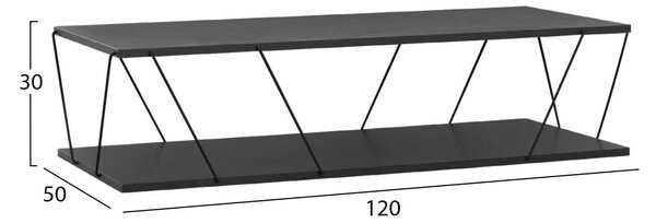 ΤΡΑΠΕΖΙ ΣΑΛΟΝΙΟΥ TARS HM8927.20 ΓΚΡΙ ΜΕ ΜΑΥΡΕΣ ΜΕΤΑΛΛΙΚΕΣ ΒΕΡΓΕΣ 120Χ50Χ30Yεκ