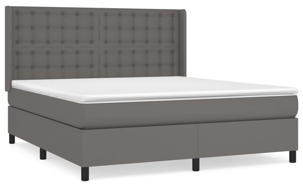 VidaXL Κρεβάτι Boxspring με Στρώμα Γκρι 160x200εκ. από Συνθετικό Δέρμα