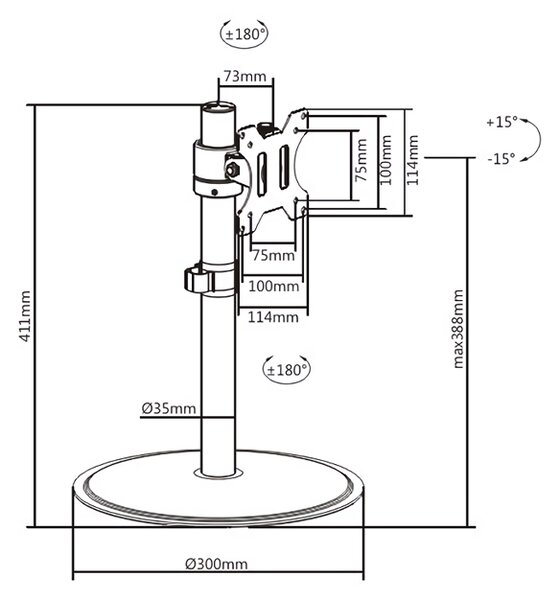 BRATECK Βάση γραφείου LDT40-T01 για οθόνη 17" - 32", 8kg