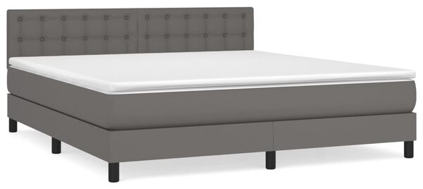 VidaXL Κρεβάτι Boxspring με Στρώμα Γκρι 160x200εκ. από Συνθετικό Δέρμα