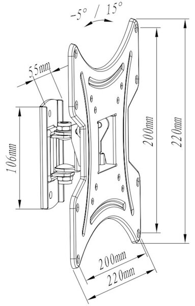 Osio OSM-1042 Βάση τηλεόρασης 13″ – 42″ – VESA 200 x 200