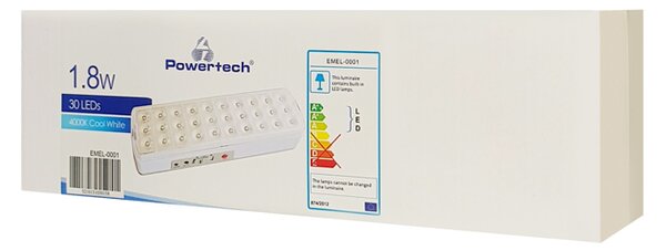 POWERTECH LED φωτιστικό εκτάκτου ανάγκης EMEL-0001, 1800mah, λευκό