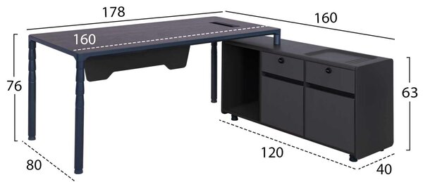 ΕΠΑΓΓΕΛΜΑΤΙΚΟ ΓΡΑΦΕΙΟ LYANNA ΔΕΞΙΑ ΓΩΝΙΑ HM2109R ΣΕ ΓΚΡΙ & ΒΕΓΓΕ ΑΠΟΧΡΩΣΗ 183X160X76εκ