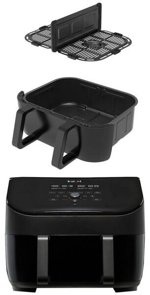 Φριτέζα ζεστού αέρα Instant Pot Vortex Plus Versazone 140115101, 1700W, 2 ανεξάρτητες ζώνες μαγειρέματος, 8.5l, 35-205C, 6 προγράμματα, Μαύρο