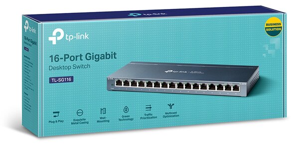 TP-LINK desktop switch TL-SG116, 16-Port, 10/100/1000Mbps, Ver. 1.0