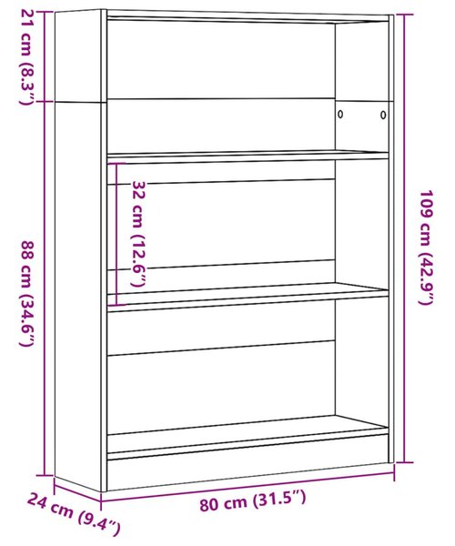 Βιβλιοθήκη Όψη Παλαιού Ξύλου 80x24x109 εκ. Επεξεργασμένο Ξύλο - Καφέ