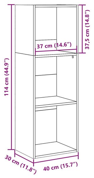 Βιβλιοθήκη Αρτισιανή Δρυς 40x30x114 εκ. από Επεξεργασμένο Ξύλο - Καφέ