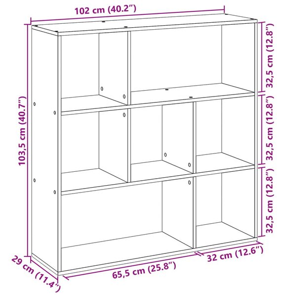 Βιβλιοθήκη/Διαχωριστικό Χώρου Γκρι 102x29x103,5 εκ. Επεξ. Ξύλο - Γκρι