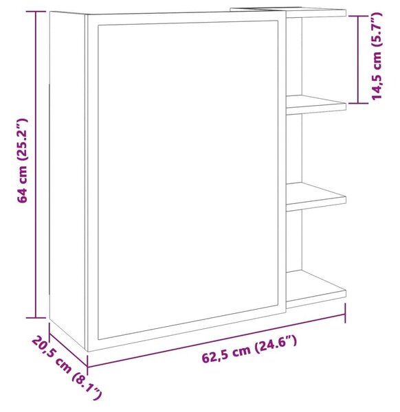 Καθρέφτης Μπάνιου Γκρι Σκυροδέματος 62,5x20,5x64 εκ Επεξ. Ξύλο - Γκρι