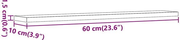 Ράφια Βιβλιοθήκης 4 τεμ. Παλ. Ξύλο 60x10x1,5 εκ. από Επεξ. Ξύλο - Καφέ