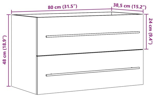 Ντουλάπι Νιπτήρα Όψη Παλαιού Ξύλου 80x38,5x48 εκ. Επεξ. Ξύλο - Καφέ