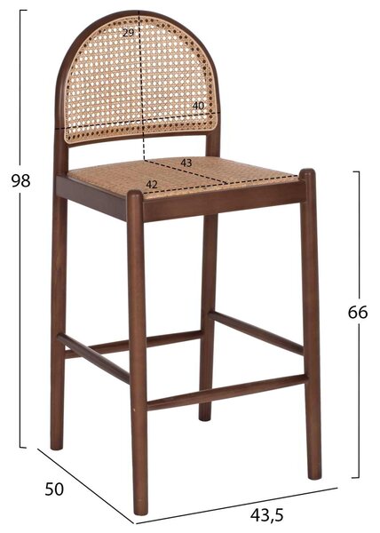 ΣΚΑΜΠΟ ΑΠΟ ΟΞΙΑ-RATTAN ΑΨΙΔΑ ΠΛΑΤΗ ΚΑΡΥΔΙ 43,5x50x98Yεκ.HM9408.04