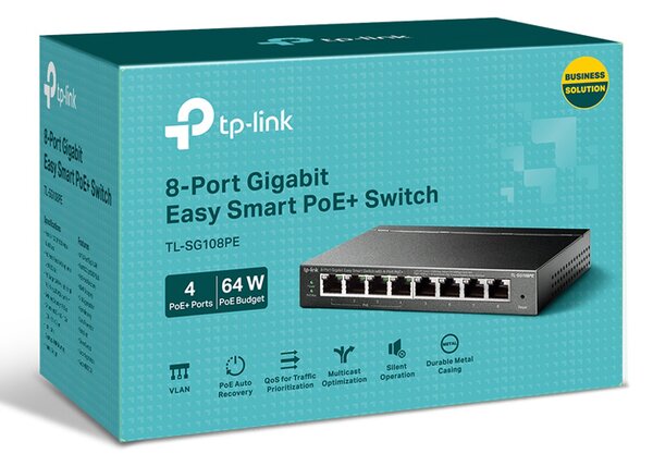 TP-LINK Easy Smart Switch TL-SG108PE, 8-Port Gbit, 4-Port PoE, Ver. 5.0