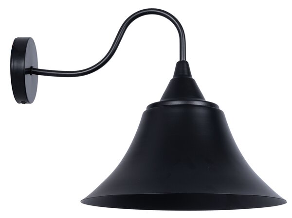 GloboStar® BELL 01038 Vintage Industrial Φωτιστικό Τοίχου Απλίκα Μονόφωτο Μαύρο Καμπάνα Φ30 x Μ35 x Π30 x Υ30cm