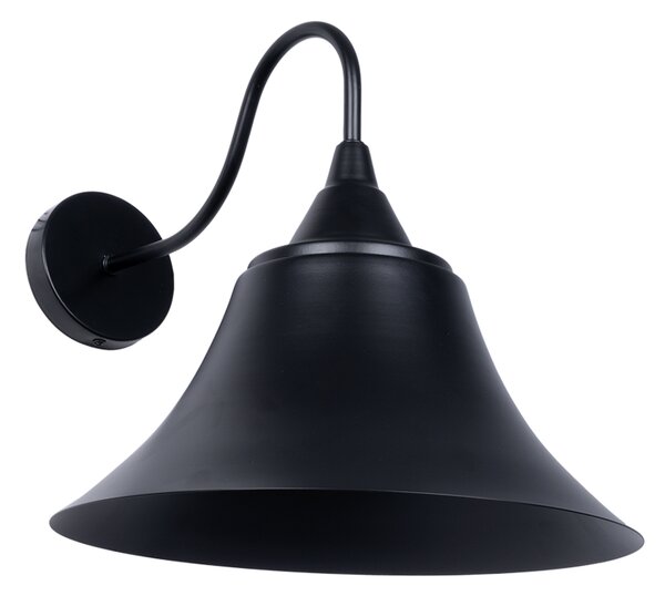 GloboStar® BELL 01038 Vintage Industrial Φωτιστικό Τοίχου Απλίκα Μονόφωτο Μαύρο Καμπάνα Φ30 x Μ35 x Π30 x Υ30cm