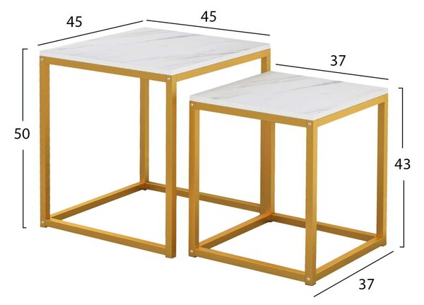 ΖΙΓΚΟΝ GRELAY 2 ΤΕΜ MDF ΟΨΗ ΜΑΡΜΑΡΟΥ & ΜΕΤΑΛΛΟ HM8762.11 45Χ45Χ50εκ. & 37Χ37Χ43 εκ