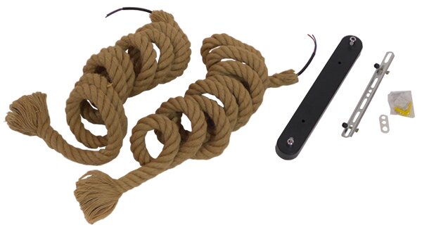 GloboStar® ROPE 01019 Vintage Industrial Κρεμαστό Φωτιστικό Οροφής Δίφωτο 2 x E27 AC220-240V IP20 - Μ38 x Π35.5 x Υ200cm - Μπεζ με 2 Μέτρα Σχοινί Τριχιά - 5 Χρόνια Εγγυηση