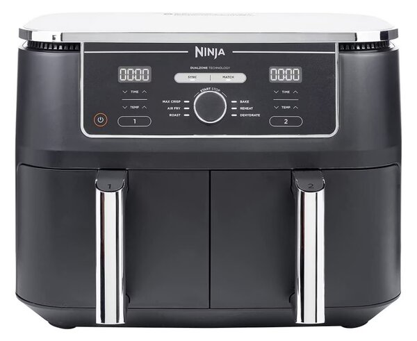 Φριτέζα αέρος Ninja AF400EU, 2470W, 9.5 lt, 6 Προεπιλεγμένα προγράμματα, Διπλό αποσπώμενο κάδο, Μαύρο