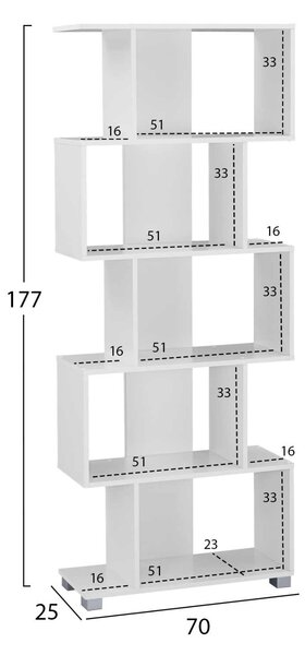 ΒΙΒΛΙΟΘΗΚΗ ΜΕΛΑΜΙΝΗΣ HM2385.04 ΛΕΥΚΗ 70x25x177 εκ