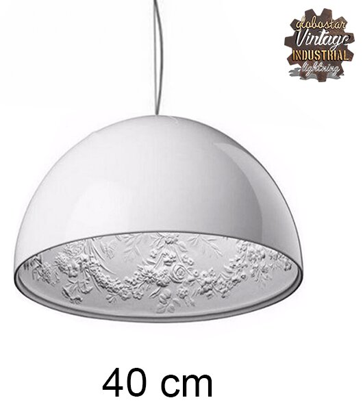 GloboStar® SERENIA WHITE 01152 Μοντέρνο Κρεμαστό Φωτιστικό Οροφής Μονόφωτο 1 x E27 AC220-240V - Φ40 x Υ20cm - Λευκό Γύψινο Καμπάνα