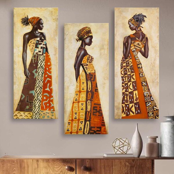 ΠΙΝΑΚΑΣ ΤΡΙΠΤΥΧΟ MDF AFRICAN STYLE WOMEN HM7204.03 60X0,3X50 εκ