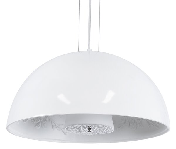 GloboStar® SERENIA WHITE 01152 Μοντέρνο Κρεμαστό Φωτιστικό Οροφής Μονόφωτο 1 x E27 AC220-240V - Φ40 x Υ20cm - Λευκό Γύψινο Καμπάνα