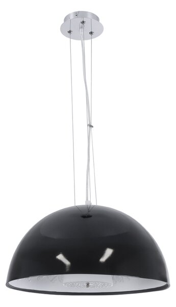 GloboStar® SERENIA BLACK 01151 Μοντέρνο Κρεμαστό Φωτιστικό Οροφής Μονόφωτο 1 x E27 AC220-240V - Φ40 x Υ20cm - Μαύρο Γύψινο Καμπάνα