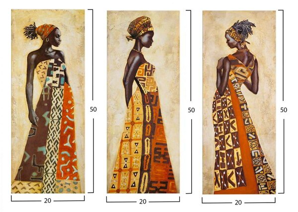 ΠΙΝΑΚΑΣ ΤΡΙΠΤΥΧΟ MDF AFRICAN STYLE WOMEN HM7204.03 60X0,3X50 εκ