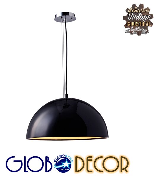 GloboStar® SERENIA BLACK 01151 Μοντέρνο Κρεμαστό Φωτιστικό Οροφής Μονόφωτο 1 x E27 AC220-240V - Φ40 x Υ20cm - Μαύρο Γύψινο Καμπάνα